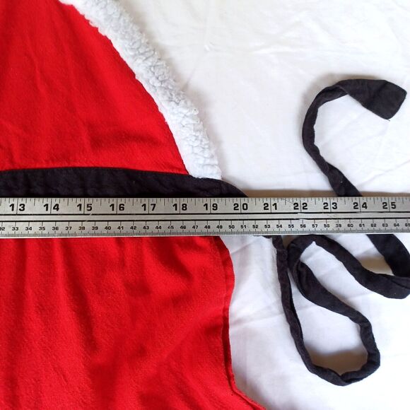 Pier 1 Christmas Red Apron Santa Claus Cookie Baking Gold Tone Accents - Picture 8 of 16